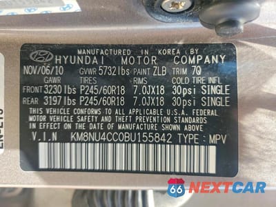 Zdjęcie 13 z 13 samochodu: 2011 HYUNDAI VERACRUZ LIMITED VIN:KM8NU4CC0BU155842 - miniatura