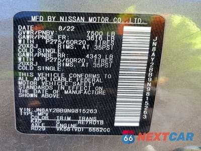Zdjęcie 13 z 13 samochodu: 2022 NISSAN ARMADA SL VIN:JN8AY2BB9N9815263 - miniatura