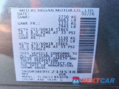 Zdjęcie 13 z 13 samochodu: 2026 NISSAN PATHFINDER SV VIN:5N1DR3BE9TC219538 - miniatura