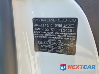 Zdjęcie 12 z 12 samochodu: 2018 JAGUAR F-TYPE VIN:SAJDD1EV8JCK54458 - miniatura