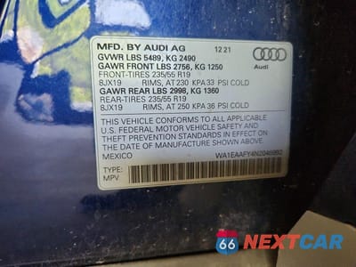 Zdjęcie 13 z 13 samochodu: 2022 AUDI Q5 PREMIUM PLUS 45 VIN:WA1EAAFY4N2046992 - miniatura