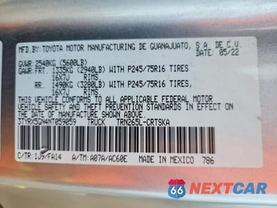 Zdjęcie 12 z 12 samochodu: 2022 TOYOTA TACOMA SR VIN:3TYRX5GN4NT059059 - miniatura