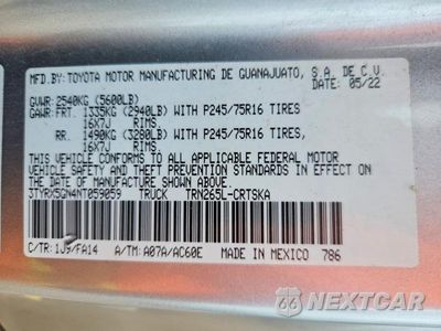 Zdjęcie 12 z 12 samochodu: 2022 TOYOTA TACOMA SR VIN:3TYRX5GN4NT059059 - miniatura