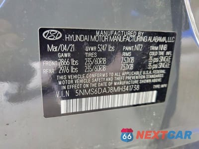 Zdjęcie 13 z 13 samochodu: 2021 HYUNDAI SANTA FE SEL VIN:5NMS6DAJ8MH341738 - miniatura