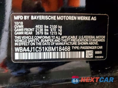 Zdjęcie 12 z 12 samochodu: 2019 BMW 430I GRAN COUPE VIN:WBA4J1C51KBM18468 - miniatura