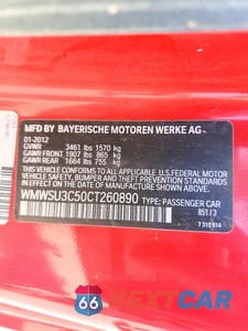 Zdjęcie 12 z 12 samochodu: 2012 MINI COOPER VIN:WMWSU3C50CT260890 - miniatura
