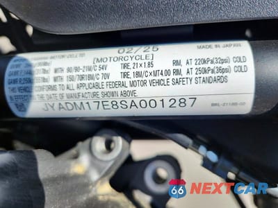 Zdjęcie 8 z 8 samochodu: 2025 YAMAHA XTZ690 VIN:JYADM17E8SA001287 - miniatura