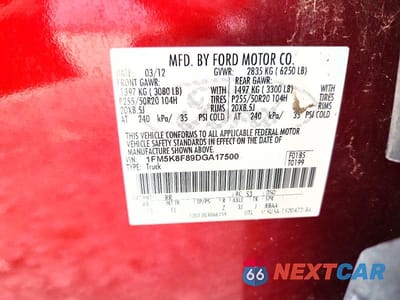 Zdjęcie 13 z 13 samochodu: 2013 FORD EXPLORER LIMITED VIN:1FM5K8F89DGA17500 - miniatura