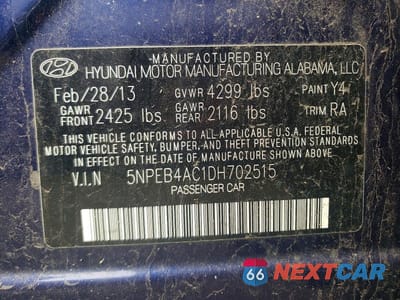 Zdjęcie 12 z 12 samochodu: 2013 HYUNDAI SONATA GLS VIN:5NPEB4AC1DH702515 - miniatura