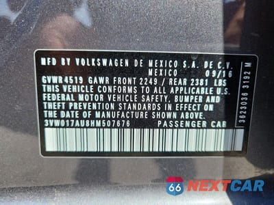 Zdjęcie 12 z 12 samochodu: 2017 VOLKSWAGEN GOLF SPORTWAGEN S VIN:3VW017AU8HM507676 - miniatura