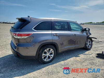 Trzecie zdjęcie samochodu z tyłu: 2014 TOYOTA HIGHLANDER XLE VIN:5TDJKRFHXES063546 - miniatura
