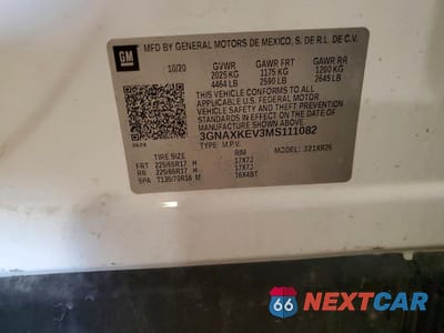 Zdjęcie 14 z 14 samochodu: 2021 CHEVROLET EQUINOX LT VIN:3GNAXKEV3MS111082 - miniatura