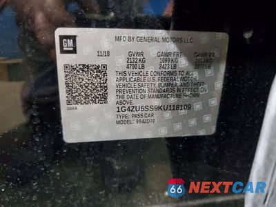 Zdjęcie 12 z 12 samochodu: 2019 BUICK LACROSSE AVENIR VIN:1G4ZU5SS9KU118109 - miniatura
