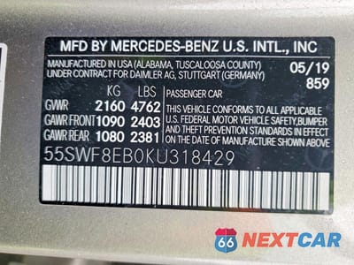 Zdjęcie 12 z 12 samochodu: 2019 MERCEDES-BENZ C 300 4MATIC VIN:55SWF8EB0KU318429 - miniatura