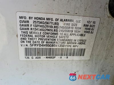 Zdjęcie 12 z 12 samochodu: 2016 ACURA MDX ADVANCE VIN:5FRYD4H95GB041350 - miniatura