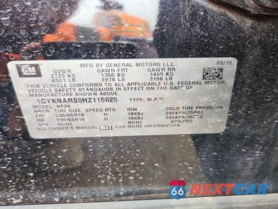 Zdjęcie 12 z 12 samochodu: 2017 CADILLAC XT5 VIN:1GYKNARS0HZ115025 - miniatura