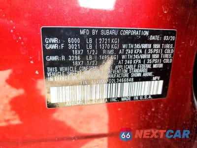 Zdjęcie 12 z 12 samochodu: 2020 SUBARU ASCENT PREMIUM VIN:4S4WMAFD2L3466848 - miniatura