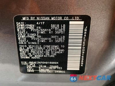 Zdjęcie 13 z 13 samochodu: 2017 NISSAN QUEST SV VIN:JN8AE2KP0H9169894 - miniatura