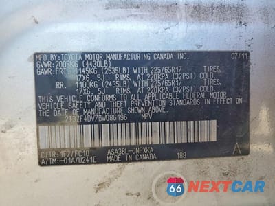 Zdjęcie 13 z 13 samochodu: 2011 TOYOTA RAV4 BASE VIN:2T3ZF4DV7BW086196 - miniatura