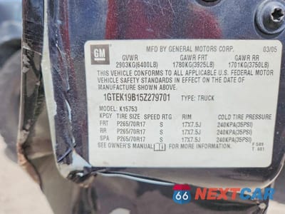 Zdjęcie 13 z 13 samochodu: 2005 GMC NEW SIERRA K1500 VIN:1GTEK19B15Z279701 - miniatura