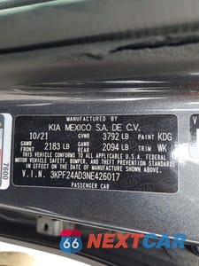 Zdjęcie 12 z 12 samochodu: 2022 KIA FORTE FE VIN:3KPF24AD3NE426017 - miniatura
