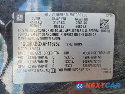 Zdjęcie 13 z 13 samochodu: 2010 CHEVROLET SILVERADO K2500 HEAVY DUTY LT VIN:1GC3KXBGXAF116752 - miniatura
