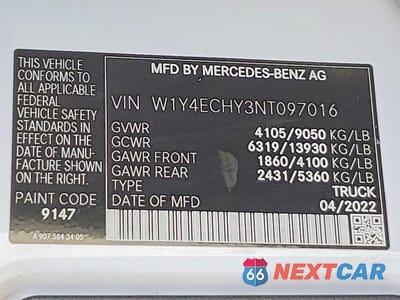 Zdjęcie 13 z 13 samochodu: 2022 MERCEDES BENZ SPRINTER 2500 VIN:W1Y4ECHY3NT097016 - miniatura
