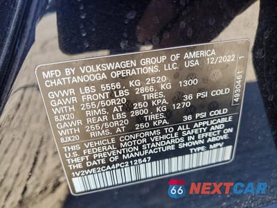 Zdjęcie 13 z 13 samochodu: 2023 VOLKSWAGEN ATLAS CROSS SPORT SE VIN:1V2WE2CA4PC212547 - miniatura