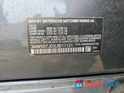 Zdjęcie 12 z 12 samochodu: 2020 BMW 330XI VIN:3MW5R7J03L8B11121 - miniatura