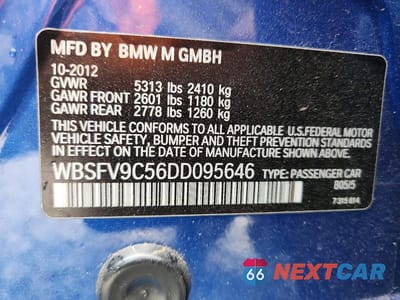 Zdjęcie 12 z 12 samochodu: 2013 BMW M5 VIN:WBSFV9C56DD095646 - miniatura