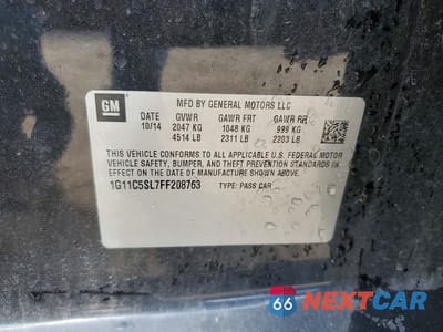 Zdjęcie 12 z 12 samochodu: 2015 CHEVROLET MALIBU 1LT VIN:1G11C5SL7FF208763 - miniatura