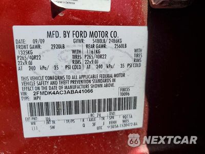 Zdjęcie 13 z 13 samochodu: 2010 FORD EDGE SPORT VIN:2FMDK4AC3ABA41066 - miniatura