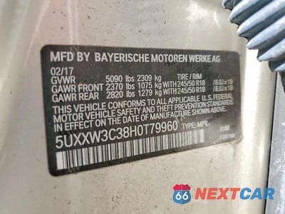 Zdjęcie 13 z 13 samochodu: 2017 BMW X4 VIN:5UXXW3C38H0T79960 - miniatura