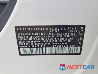 Zdjęcie 12 z 12 samochodu: 2017 VOLKSWAGEN JETTA VIN:3VWDB7AJXHM262738 - miniatura