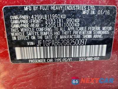 Zdjęcie 12 z 12 samochodu: 2016 SUBARU IMPREZA PREMIUM VIN:JF1GPAB62G8250097 - miniatura