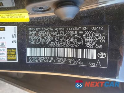 Zdjęcie 12 z 12 samochodu: 2012 TOYOTA PRIUS V THREE VIN:JTDZN3EU4C3093789 - miniatura
