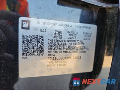 Zdjęcie 12 z 12 samochodu: 2019 CHEVROLET IMPALA PREMIER VIN:2G1105S3XK9114923 - miniatura