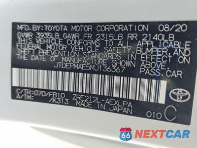 Zdjęcie 12 z 12 samochodu: 2021 TOYOTA COROLLA LE VIN:JTDEPMAE5MJ136367 - miniatura