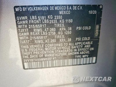Zdjęcie 13 z 13 samochodu: 2021 VOLKSWAGEN TIGUAN S VIN:3VV1B7AX9MM029147 - miniatura