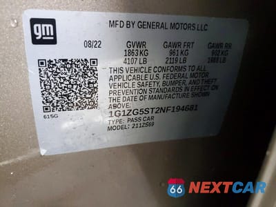 Zdjęcie 12 z 12 samochodu: 2022 CHEVROLET MALIBU RS VIN:1G1ZG5ST2NF194681 - miniatura