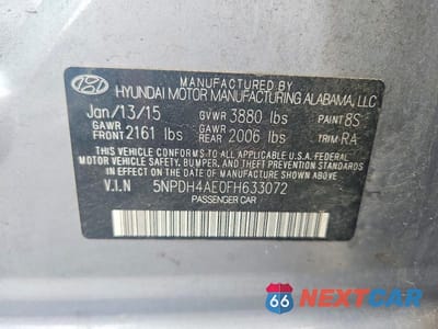 Zdjęcie 12 z 12 samochodu: 2015 HYUNDAI ELANTRA SE VIN:5NPDH4AE0FH633072 - miniatura