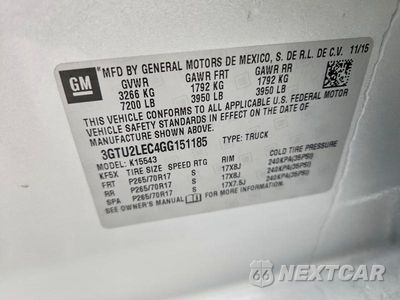 Zdjęcie 12 z 12 samochodu: 2016 GMC SIERRA K1500 VIN:3GTU2LEC4GG151185 - miniatura