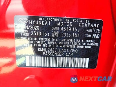 Zdjęcie 12 z 12 samochodu: 2020 HYUNDAI SONATA HYBRID BLUE VIN:KMHL24JJ1LA015350 - miniatura