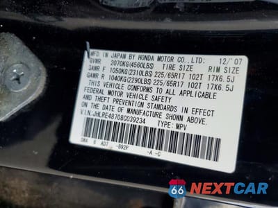 Zdjęcie 14 z 14 samochodu: 2008 HONDA CR-V EXL VIN:JHLRE48708C039234 - miniatura