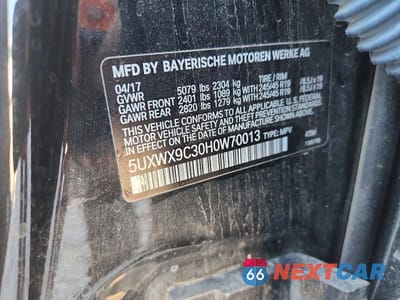 Zdjęcie 12 z 12 samochodu: 2017 BMW X3 XDRIVE28I VIN:5UXWX9C30H0W70013 - miniatura