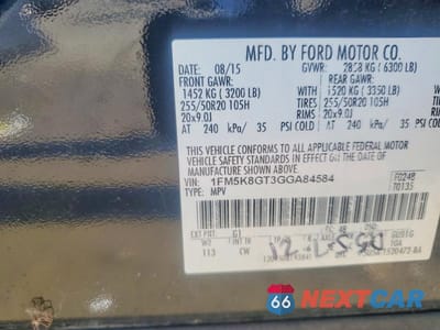 Zdjęcie 13 z 13 samochodu: 2016 FORD EXPLORER SPORT VIN:1FM5K8GT3GGA84584 - miniatura
