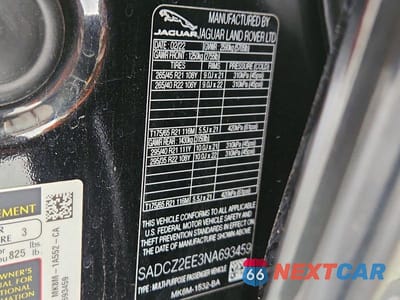 Zdjęcie 13 z 13 samochodu: 2022 JAGUAR F-PACE SVR VIN:SADCZ2EE3NA693459 - miniatura