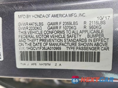 Zdjęcie 12 z 12 samochodu: 2018 HONDA ACCORD SPORT VIN:1HGCV1F36JA010969 - miniatura