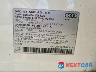 Zdjęcie 12 z 12 samochodu: 2016 AUDI Q3 PREMIUM PLUS VIN:WA1EFCFS0GR010915 - miniatura
