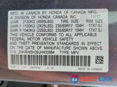 Zdjęcie 14 z 14 samochodu: 2018 HONDA CR-V LX VIN:2HKRW5H39JH400984 - miniatura